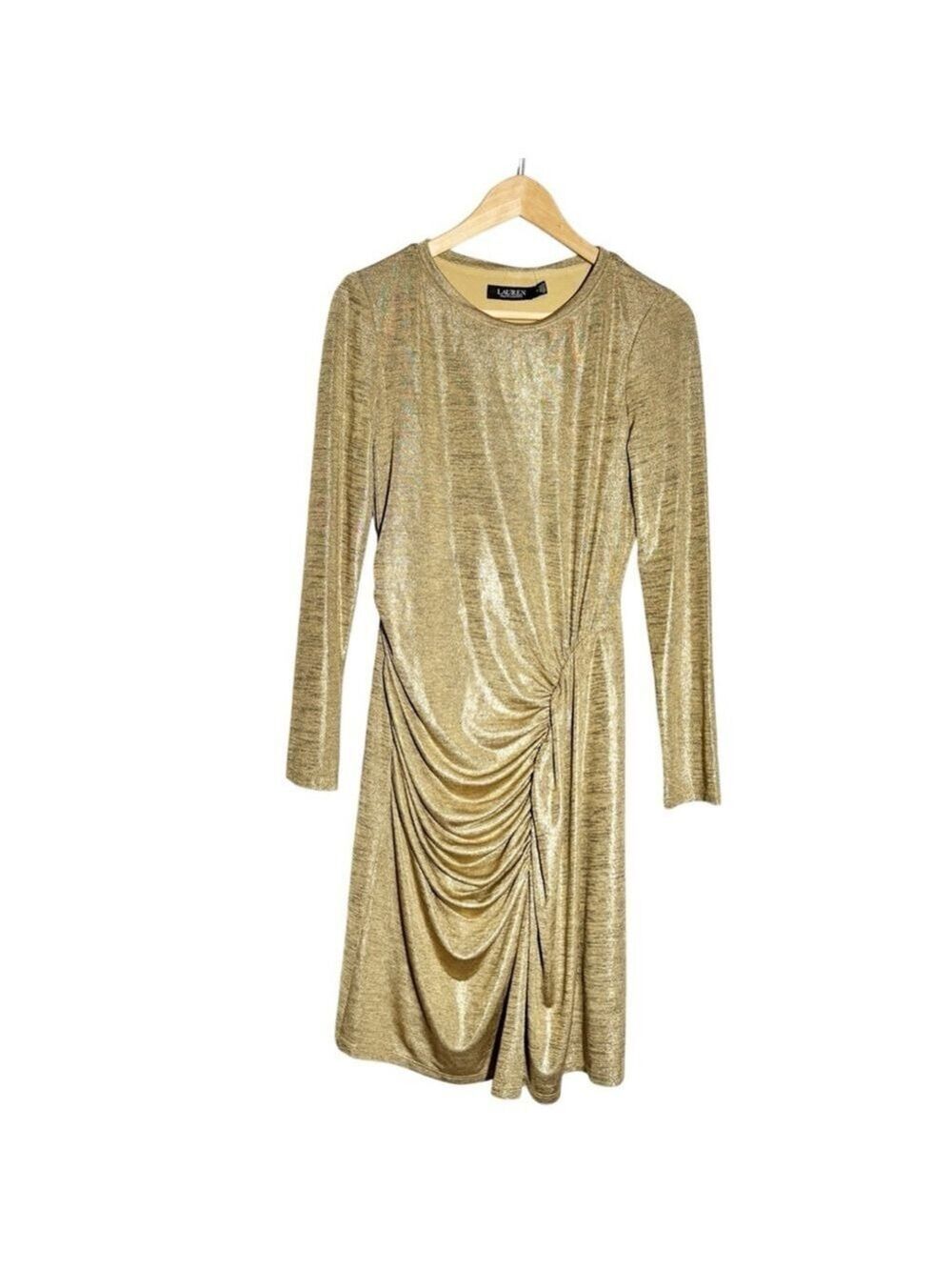 NWT Lauren Ralph Lauren gold foil dress size 6 - Picture 3 of 6